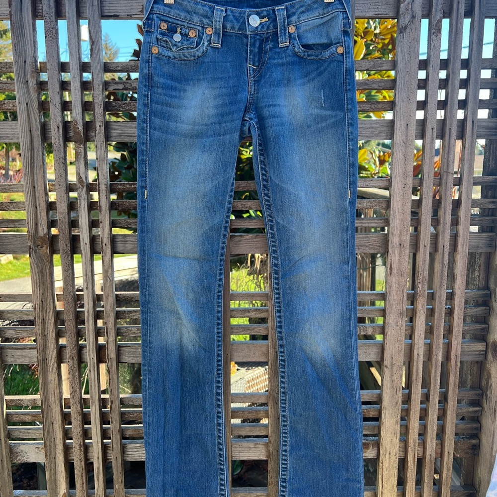 True Religion Women's Straight Leg Blue Jeans